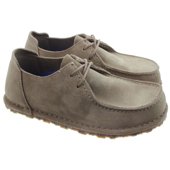 BIRKENSTOCK Ladies Utti Narrow Lace Shoes In Taupe Suede 