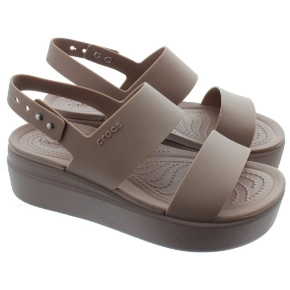 CROCS Ladies Brooklyn Low Wedge Sandals In Latte