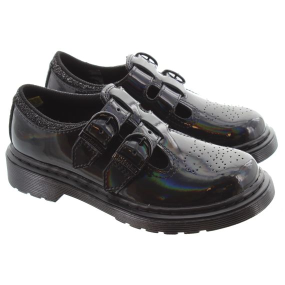 DR MARTENS Kids 8065 Mary Jane Velcro Shoes In Black Patent