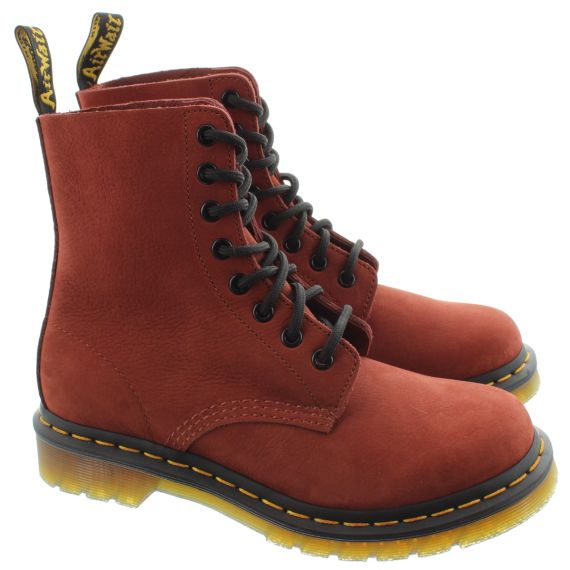 DR MARTENS Ladies 1460 Pascal Nubuck Leather Boots In Russet Red
