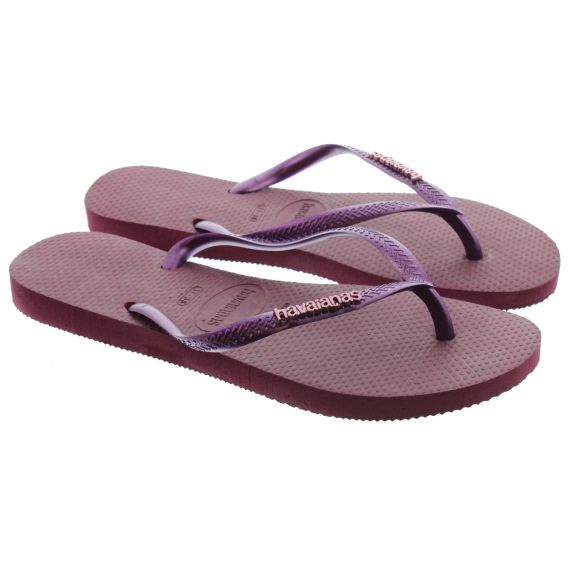 HAVAIANAS Ladies Slim Logo Metallic Flipflop Sandals In Purple
