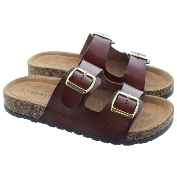 HEAVENLY FEET Ladies Harmony 2 Mules In Brown