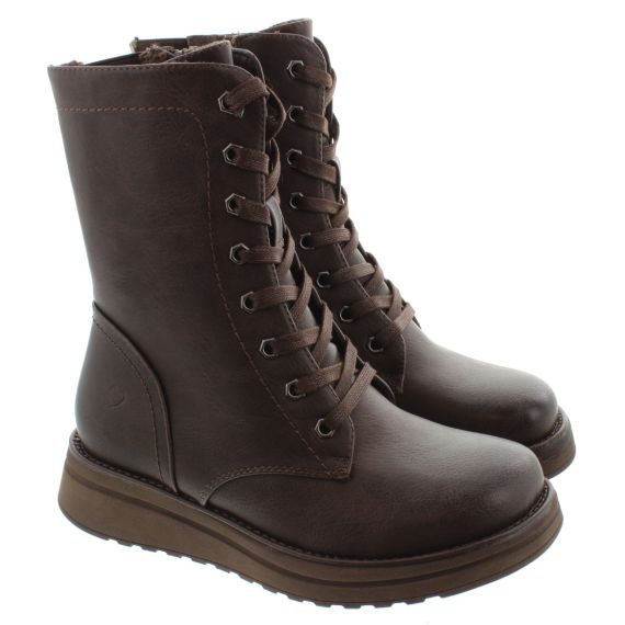 HEAVENLY FEET Ladies Martina Lace Calf Boots In Brown