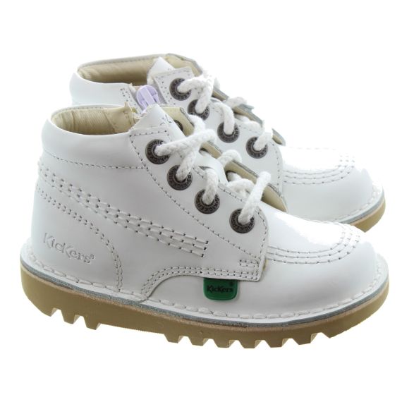 KICKERS Kids Kick Hi Zip Boots In White