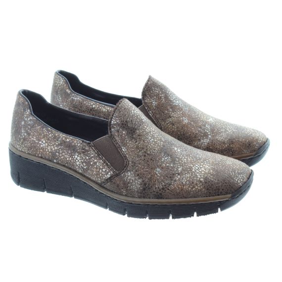 RIEKER Ladies 53766 Wedge Shoes In Brown