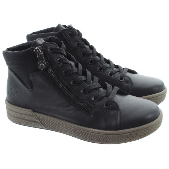 RIEKER Rieker X0709 Zip Lace Ankle Boots In Black
