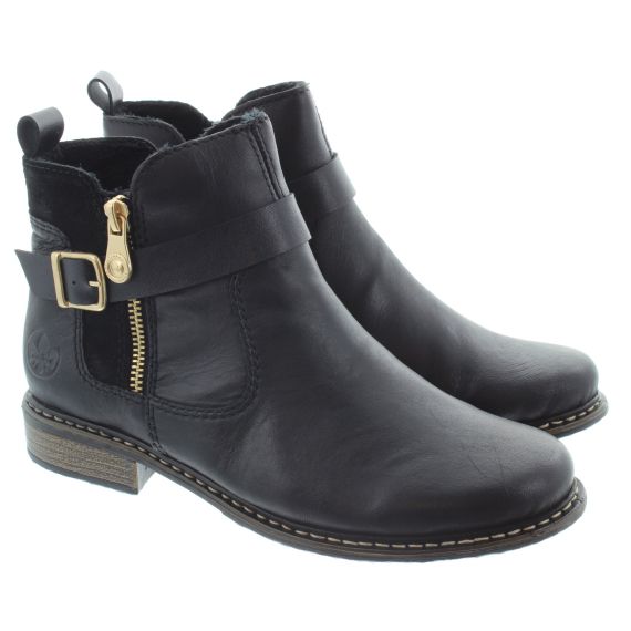 RIEKER Ladies Z4959 Ankle Boots In Black