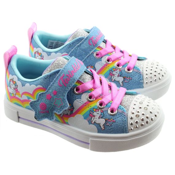 SKECHERS Kids 314809N Twinkle Sparks Jumpin' Clouds Light Up Trainers In Blue Multi