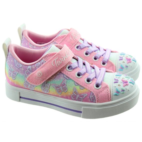 SKECHERS Kids 314813 Twinkle Ombre Flutter Light Up Trainers In Light Pink Multi