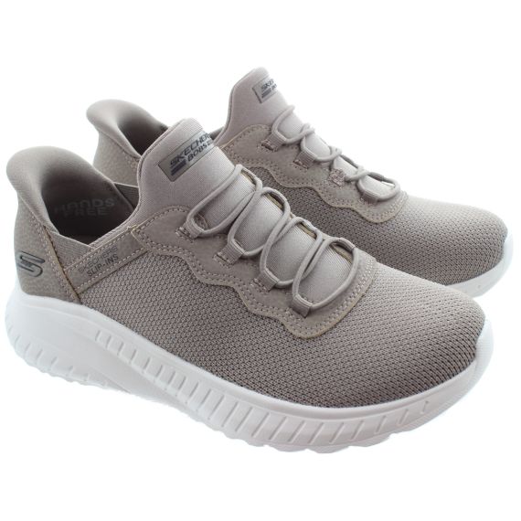 SKECHERS Ladies 117500 Wide Fit Slip Ins Trainers In Taupe