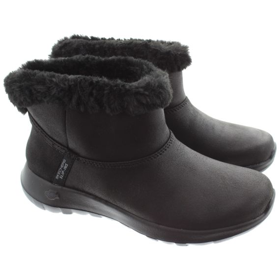 SKECHERS Ladies 144800 Cozy Dream Slip Ins Boots In Black 