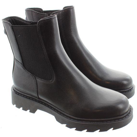 TAMARIS Ladies 25429 Zip Ankle Boots In Black 