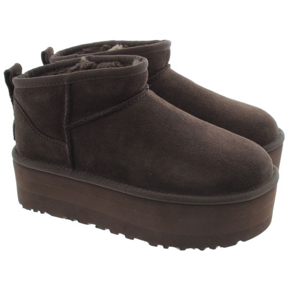 UGG Ladies Platform Ultra Mini Boots In Burnt Cedar 